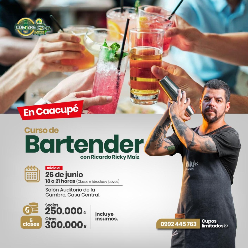 Curso de Bartender, ¡ahora en Caacupé!!